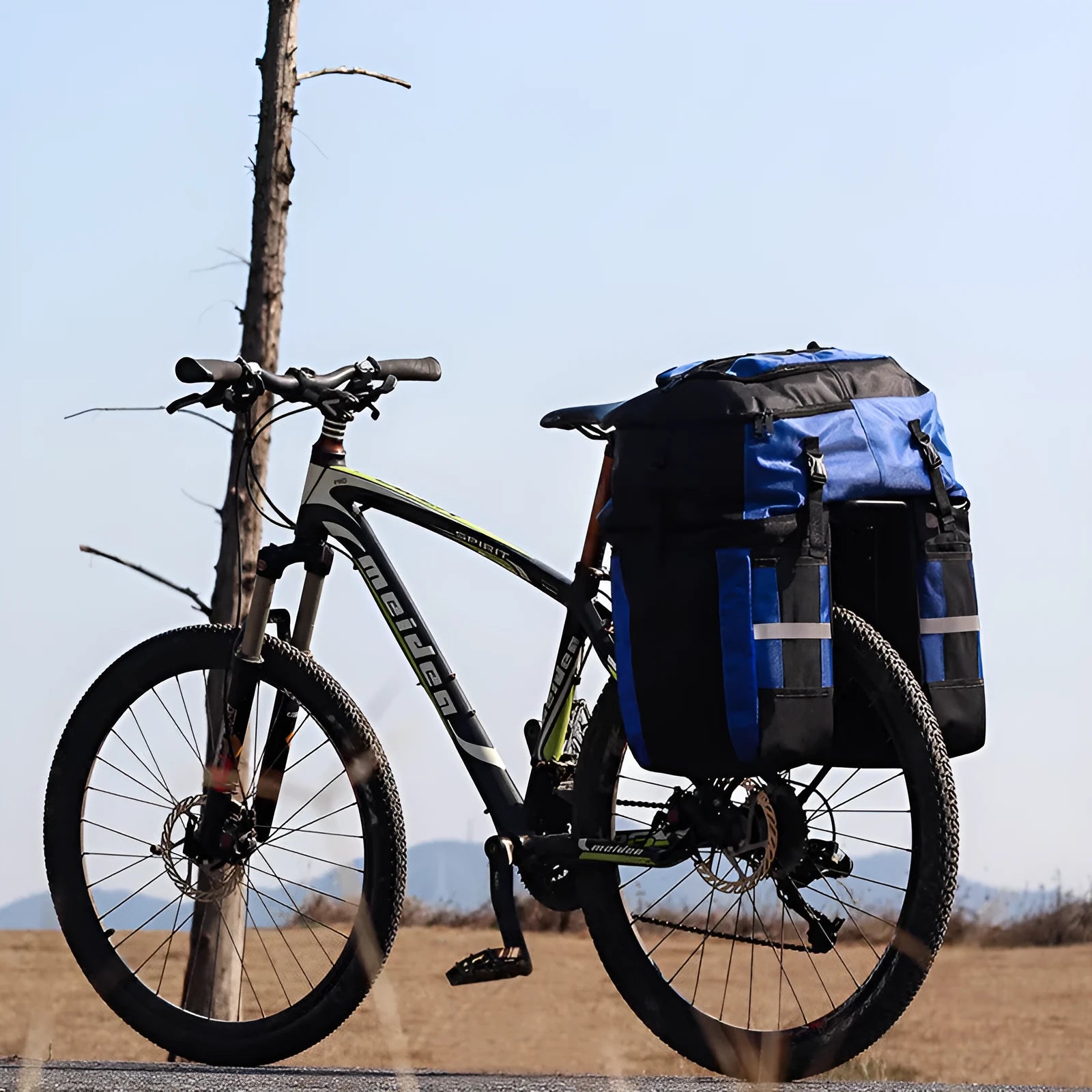 Rhino brand 70 litre green bicycle rear storage pannier bag for long-distance touring