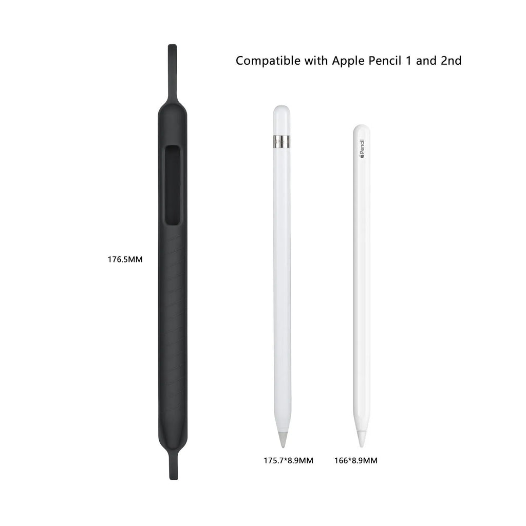 Silicone snap on pen case for Apple Pencil 1st and 2nd generation in black, gray, and white
