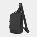 Casual black waterproof TPU chest bag with a single strap and soft handle.