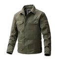 Men's quilted cotton coat jacket with polo collar in army green colour option