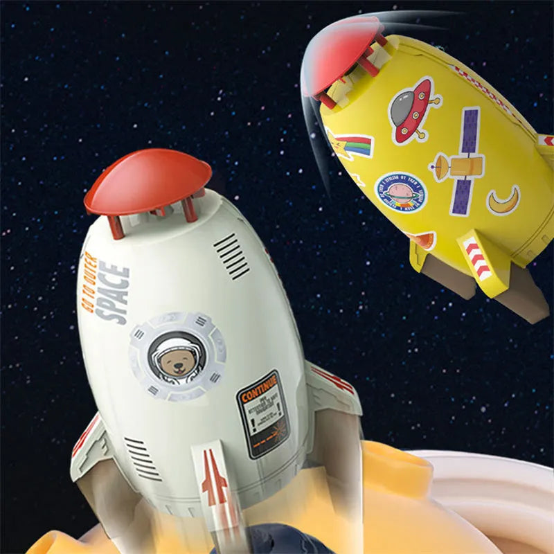 Outdoor water pressure rocket launcher toy with rotating sprinkler for children's garden play