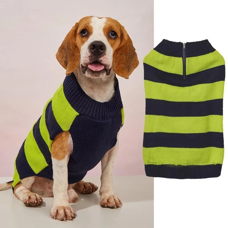 Dogs sweater with horizontal zipper and button pocket in contrasting colours