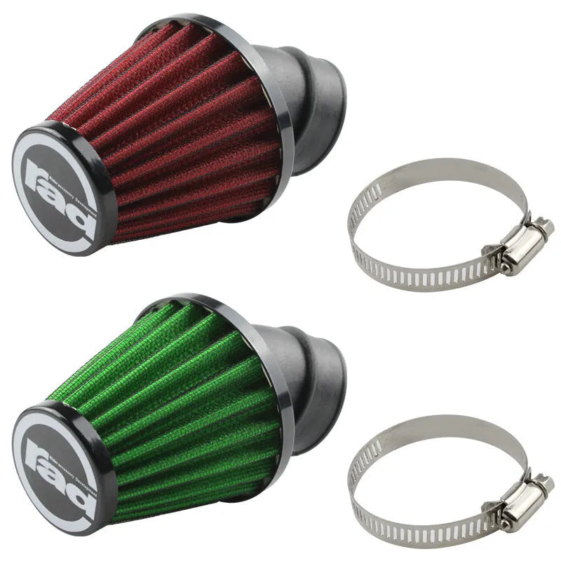 Mushroom-head motorcycle air filter for modification, red or green, 28mm to 48mm calibers, 42mm inner and 45mm outer diameter