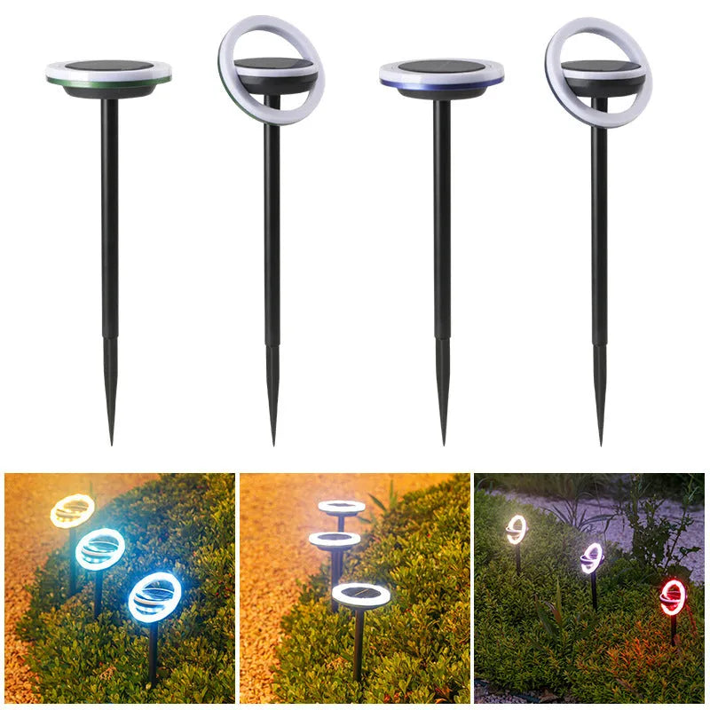 Solar lawn light outdoor courtyard, 12 LED rotating garden stake light, IP65, 103 x 103 x 340 mm