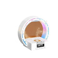White multifunction Bluetooth speaker with wireless charging pad, digital clock display, and bedside lamp features