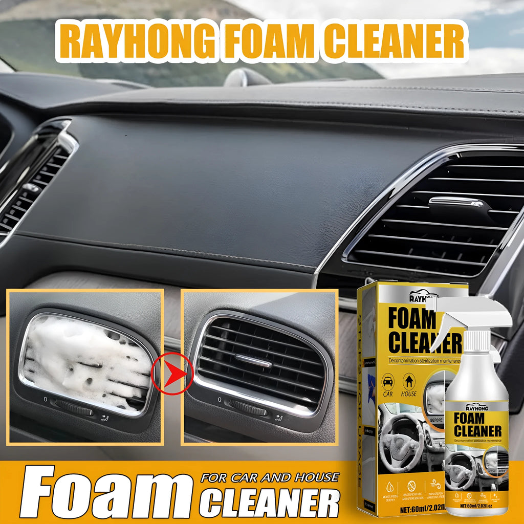 Car interior wash-free foamed cleaner 60ml with sponge in boxed packaging
