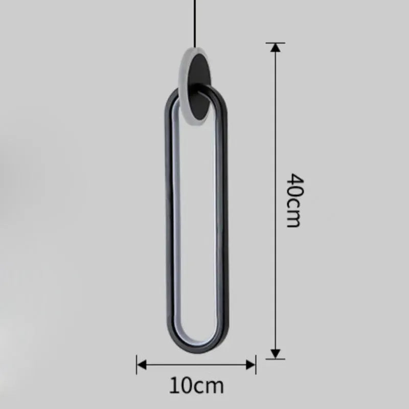 Modern black double ring Nordic pendant lamp hanging from ceiling with adjustable cable.