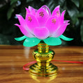 Plug-in Buddha lamp with a colourful lotus base light for home worship.
