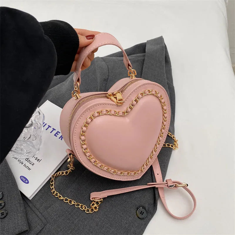 Women's PU chain shoulder messenger bag in beige with internal phone pocket and file bag