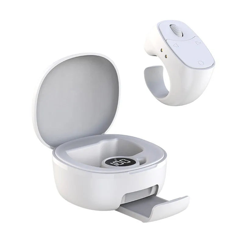 Roller slide up and down Bluetooth headset in black, white or pink ABS with charging bin and Type-C cable
