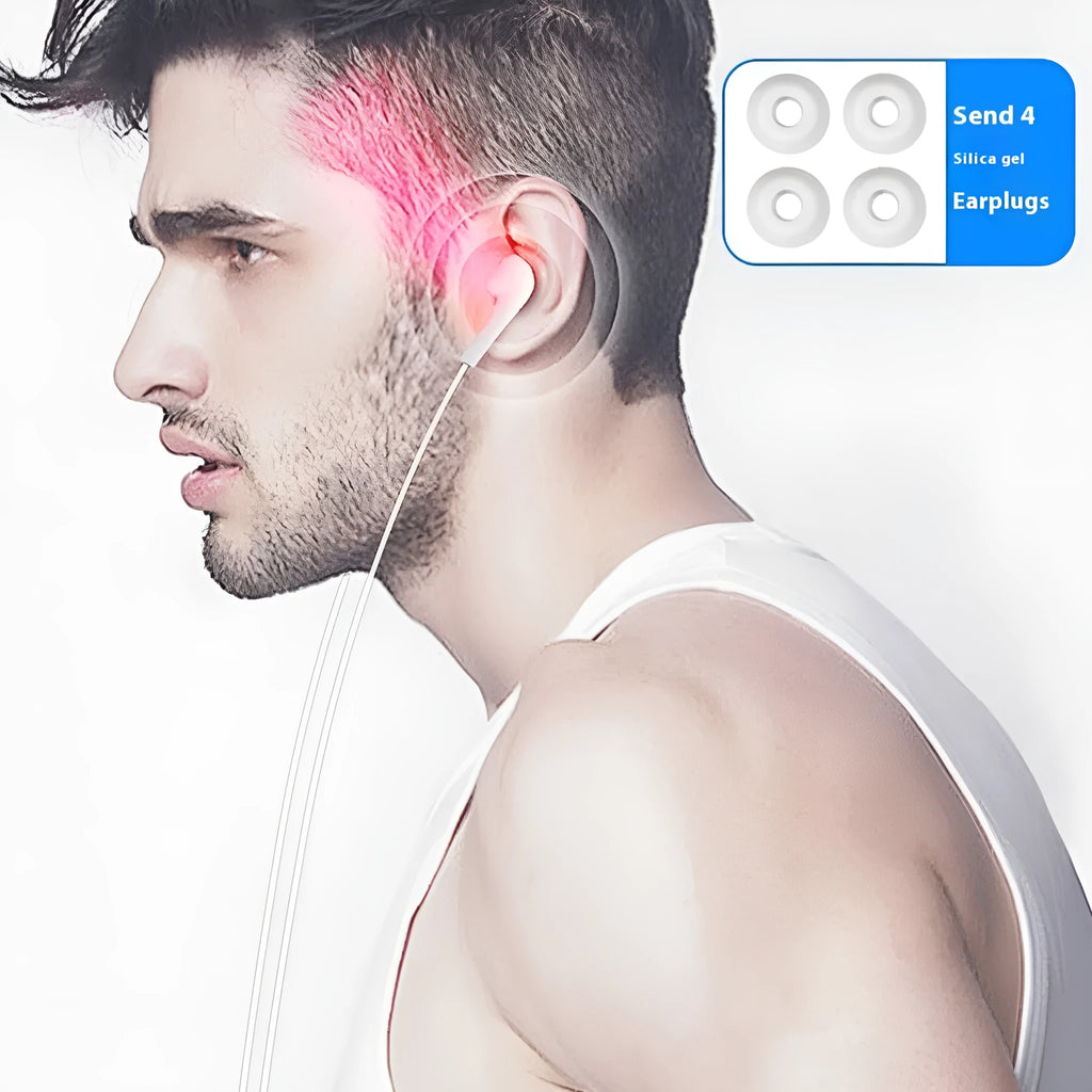 White portable 650nm laser otitis meter set with control box, earplugs, silicone ear caps and charging cable