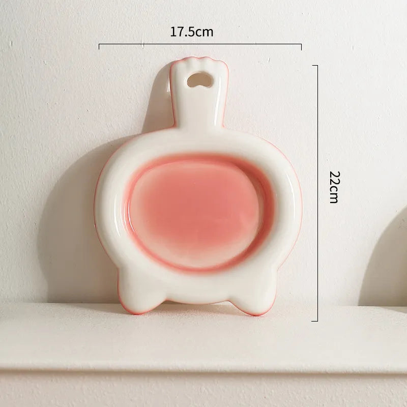 Ceramic cat bowl with shallow design in selected colour showing curved edges for spillage reduction