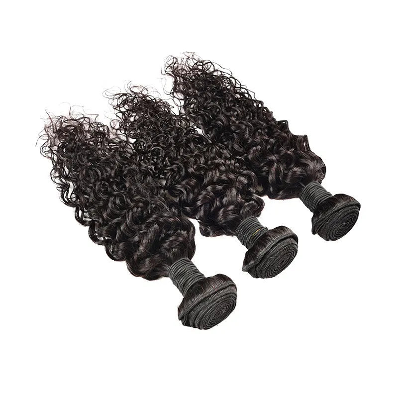 Real human hair water wave extension wig piece in natural colour, 8 to 30 inch, single pack