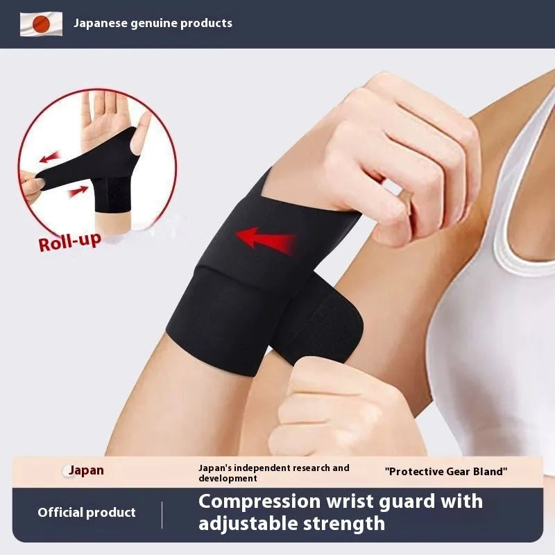 Adjustable breathable athletic wristguards in black and skin colour for badminton, tennis, and volleyball.
