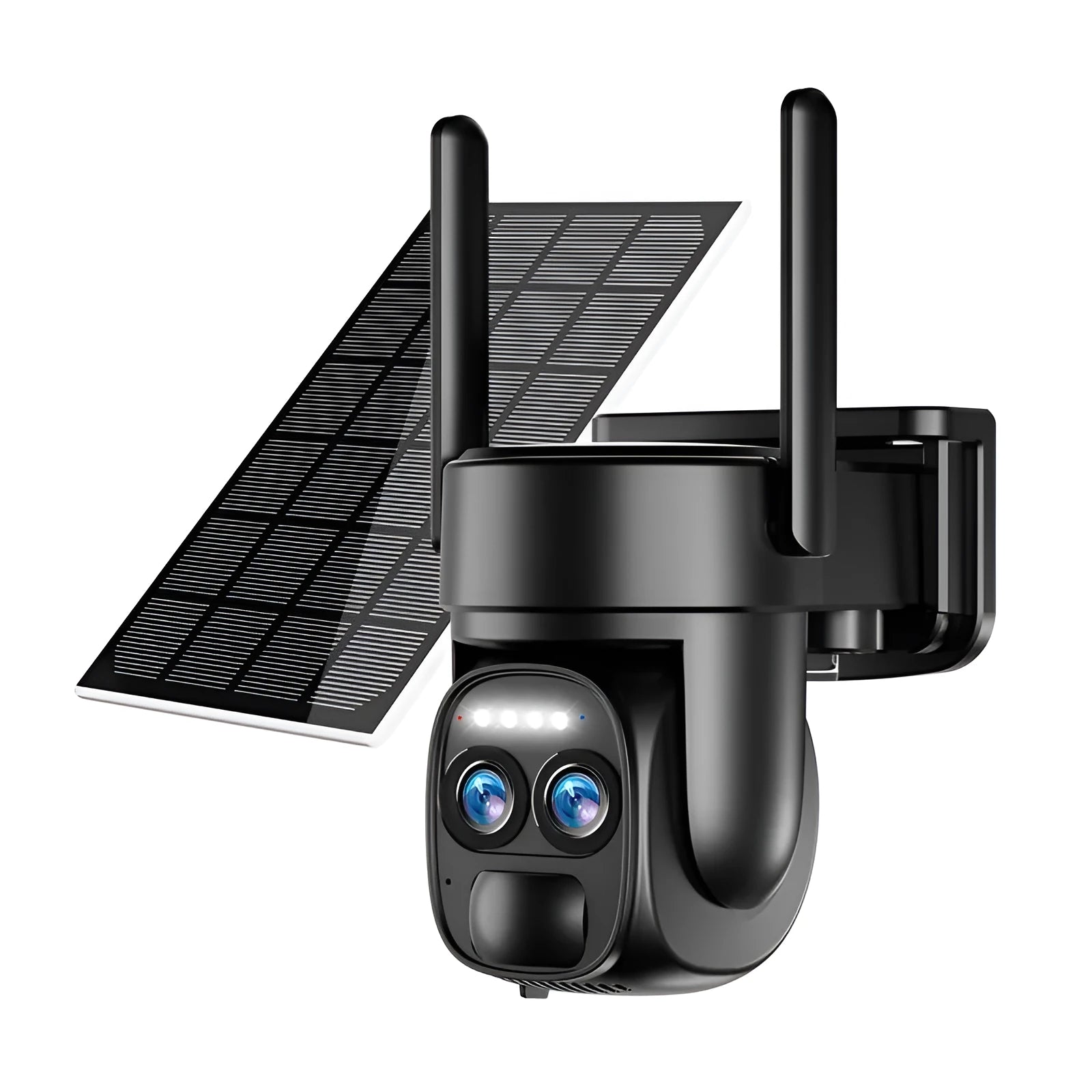 Solar-powered outdoor security camera with 8x zoom lens for household surveillance