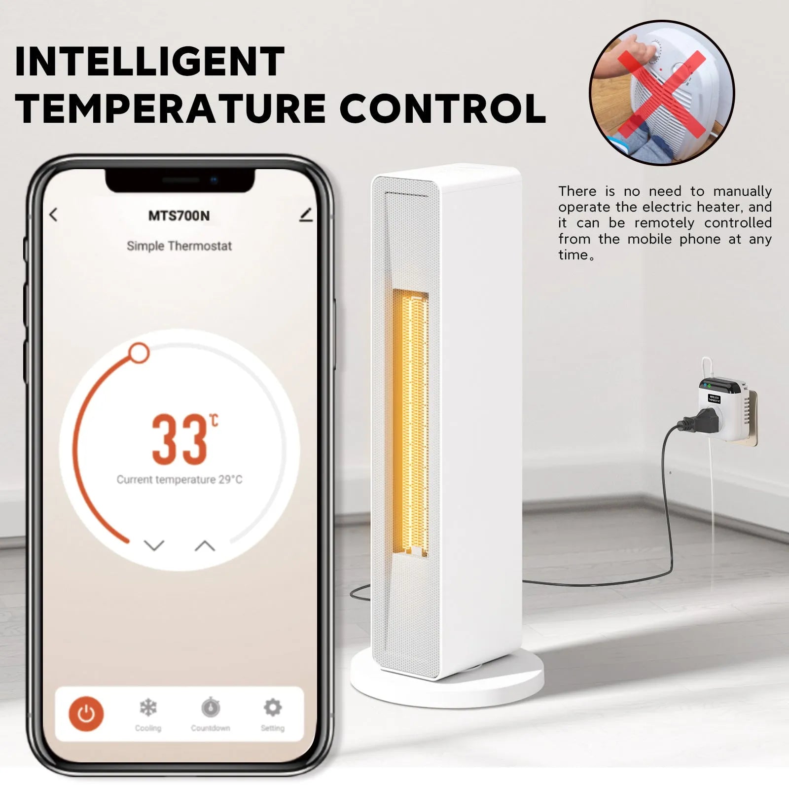 White EU smart socket with remote and voice control for appliance power management