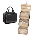 Waterproof polyester hanging cosmetic bag with internal compartments in pink colour