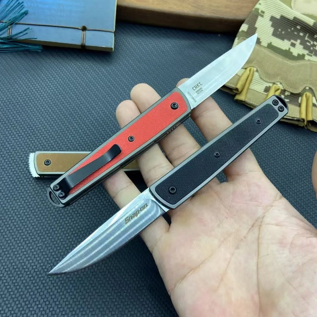 Handmade folding fruit knife with stainless steel blade in black, brown, or red handle colours