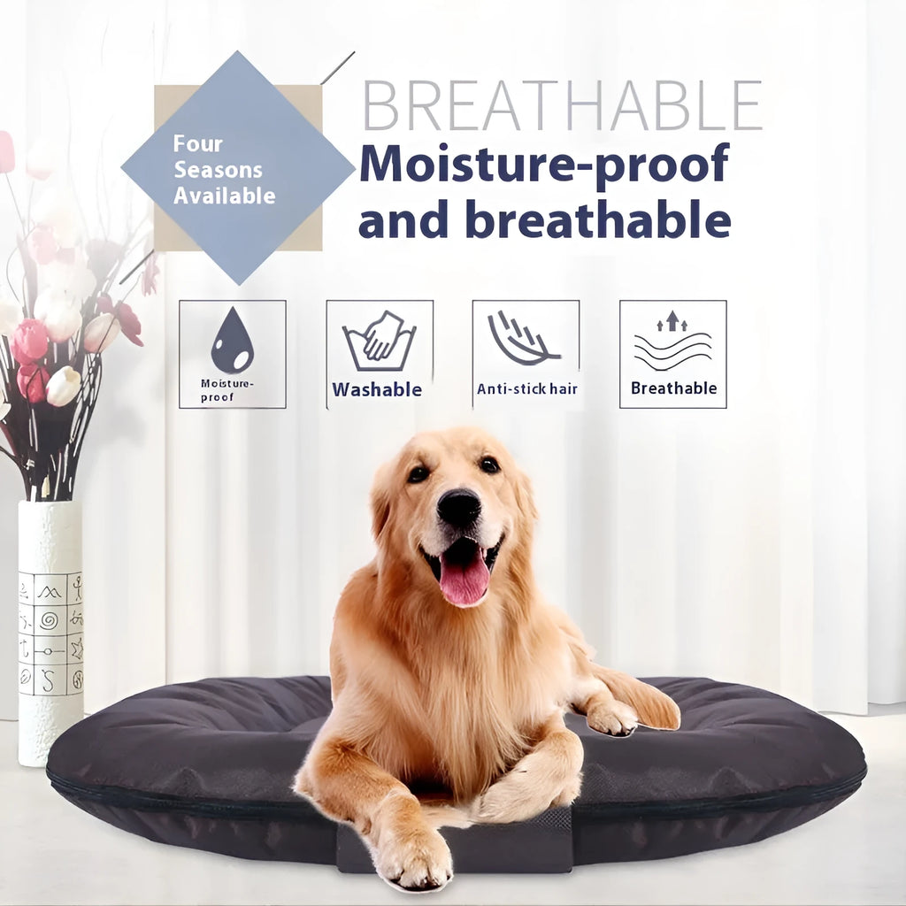Small S size removable cover dog mattress in black, showing Oxford cloth fabric and PP cotton filling.