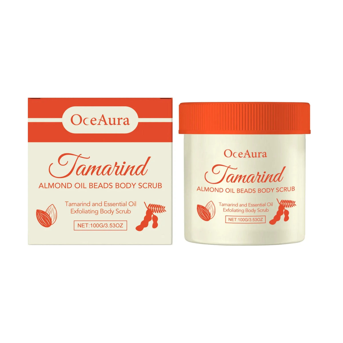 Tamarind Almond Body Scrub 100g pot with creamy texture and exfoliating particles