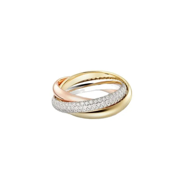 Silver geometric U-shaped couple ring with full diamond setting and engraving options.