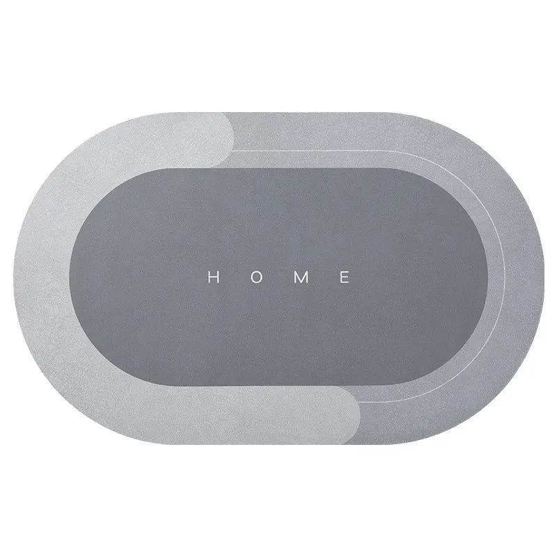 Diatomite bath mat with natural rubber backing in Baikal blue colour, oval shape