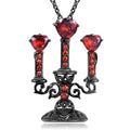 Retro candlestick pendant on Gothic cross chain necklace with hollow zinc alloy construction and diamond-cut surface texture
