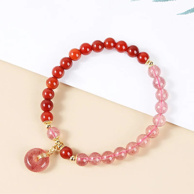 Green natural crystal jade bracelet for girls with handmade beads
