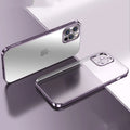 Clear matte square frame silicone phone case for iPhone showing transparent design with coloured accents