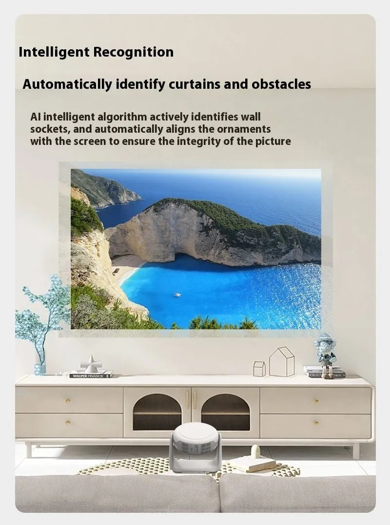 5G intelligent voice projector with 1920x1080dpi resolution, 1500 lumens brightness, and WiFi smart control for direct wall projection