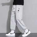 Men's cropped casual tapered trousers in 100% polyester, mid waist, sizes M-4XL, black grey apricot brown