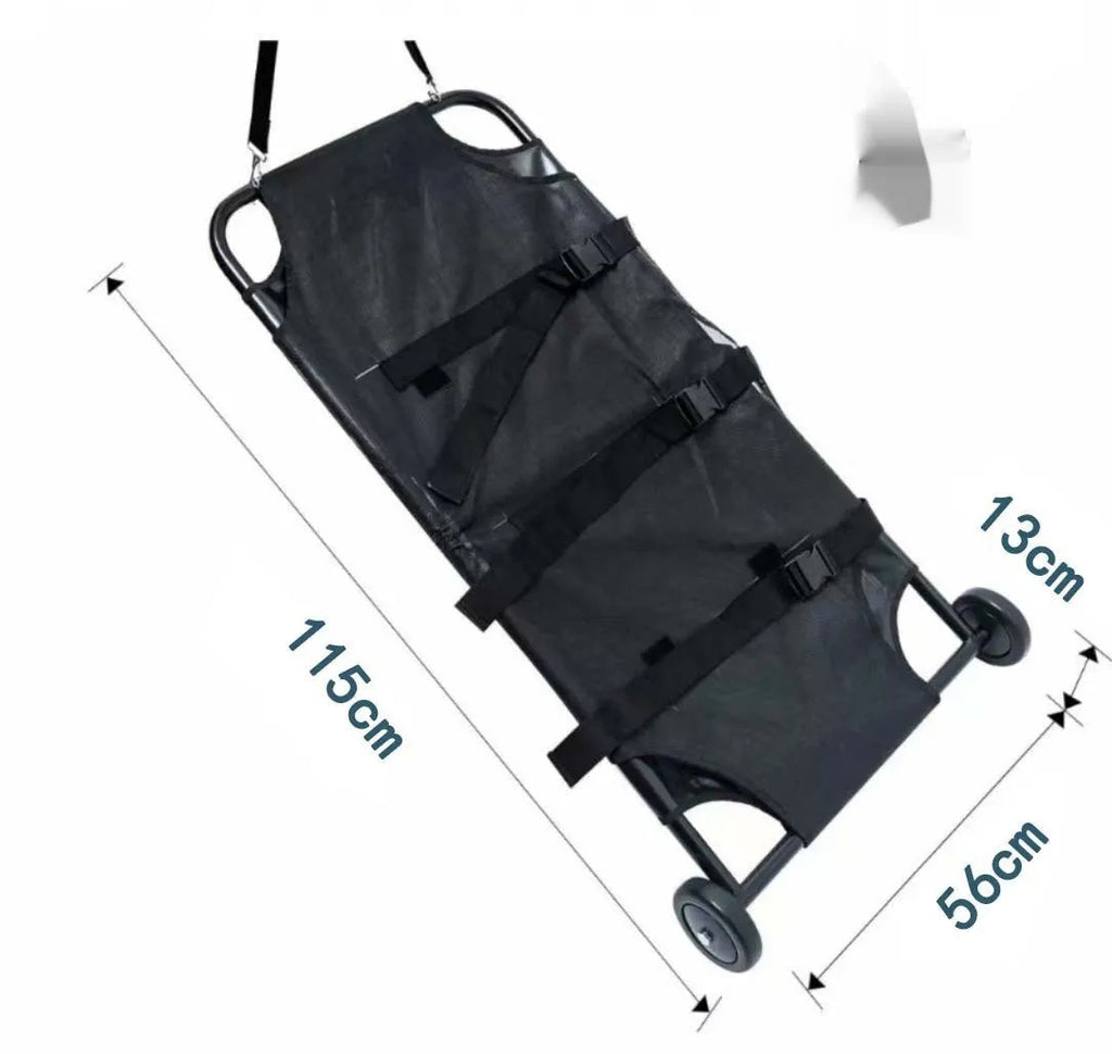 Black aluminium alloy pet stretcher for large dog emergency transfer with foldable frame