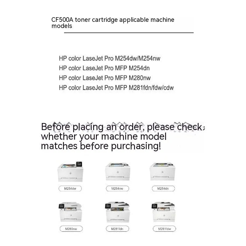 HP 202A CF500A compatible black toner cartridge for M281fdw printer with integrated drum