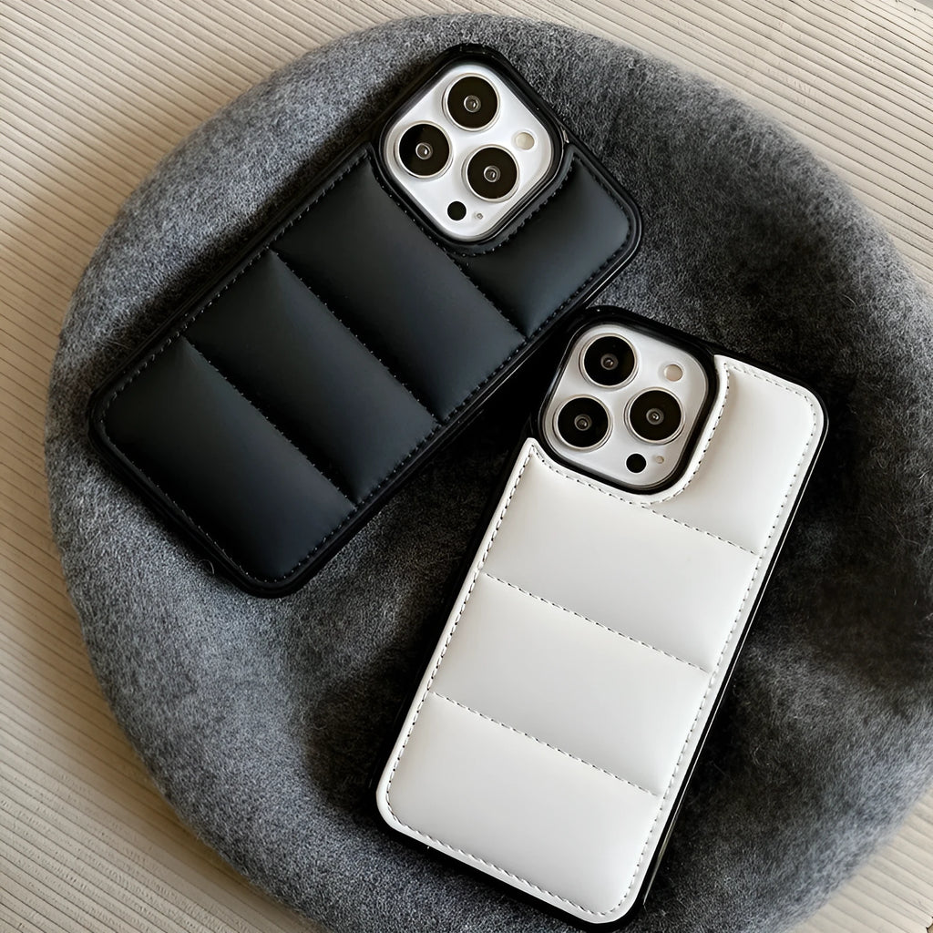 Candy down jacket shape phone case for iPhone models in solid colours
