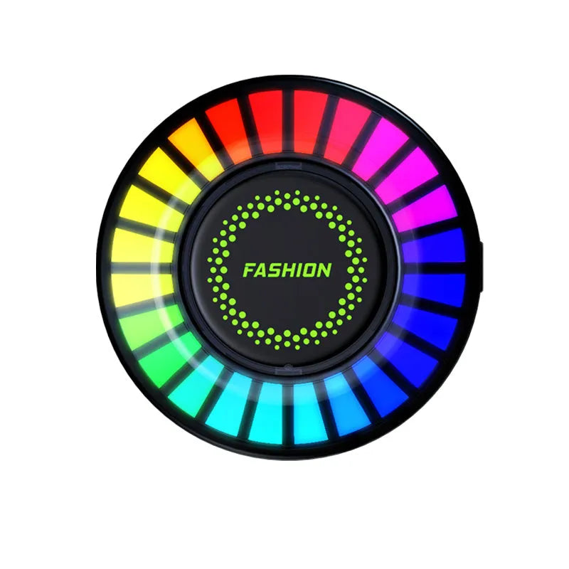 Car air vent aromatherapy light with RGB LEDs and voice control on a car dashboard.