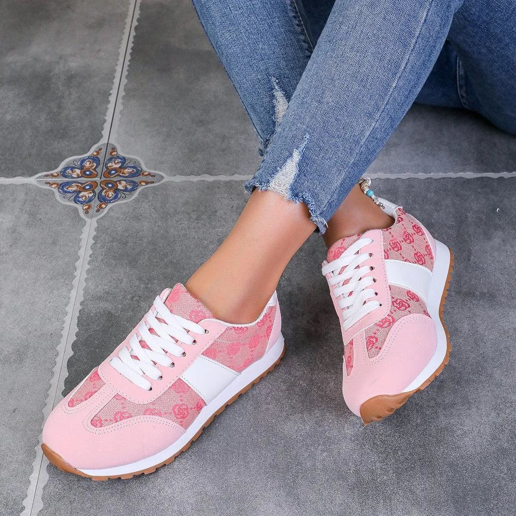 Women's khaki casual lace-up shoes with oversized fit, flat heel and cross-strap detail