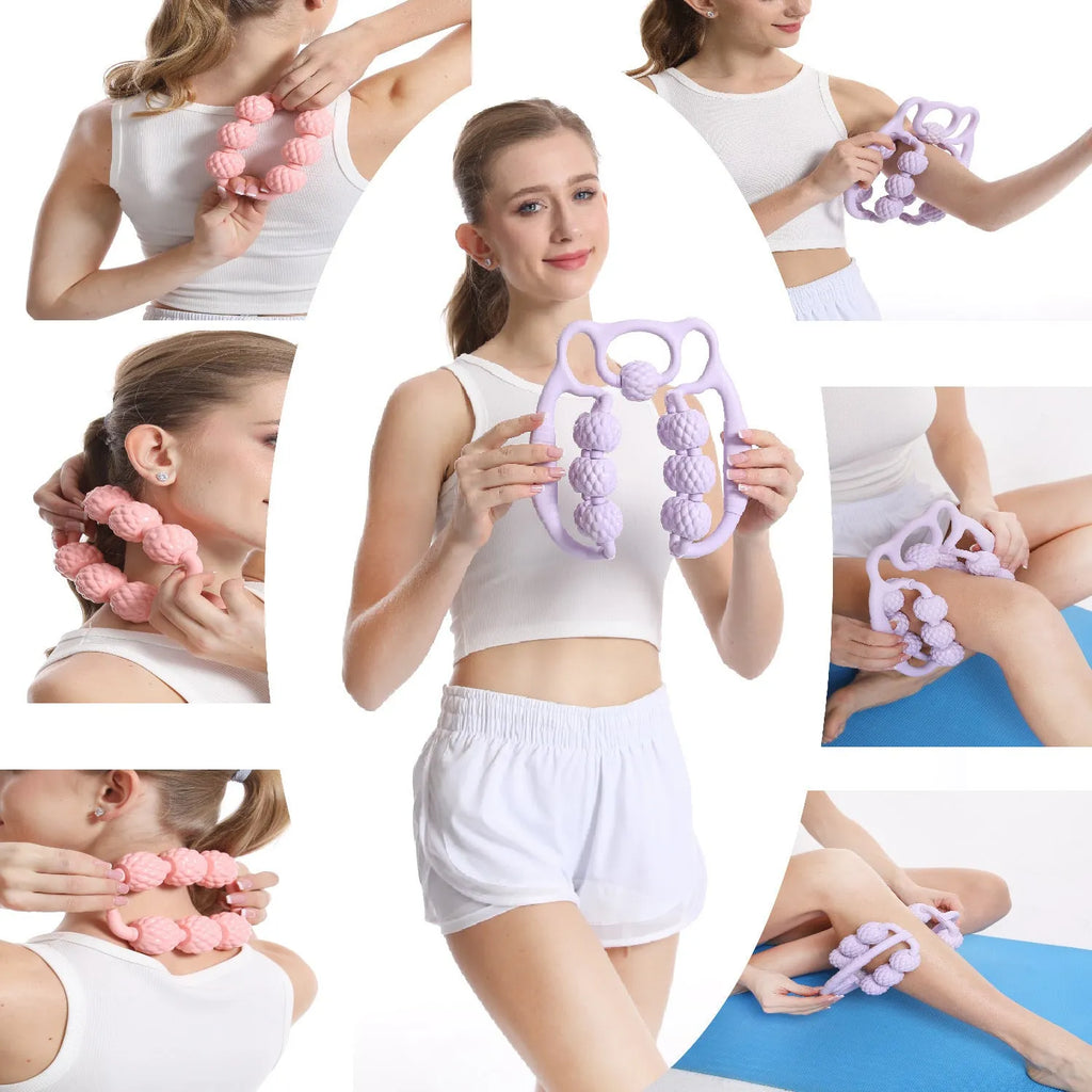 Bear double row ring clip leg massager in cherry powder pink, bubble green, and milk shell purple colour options