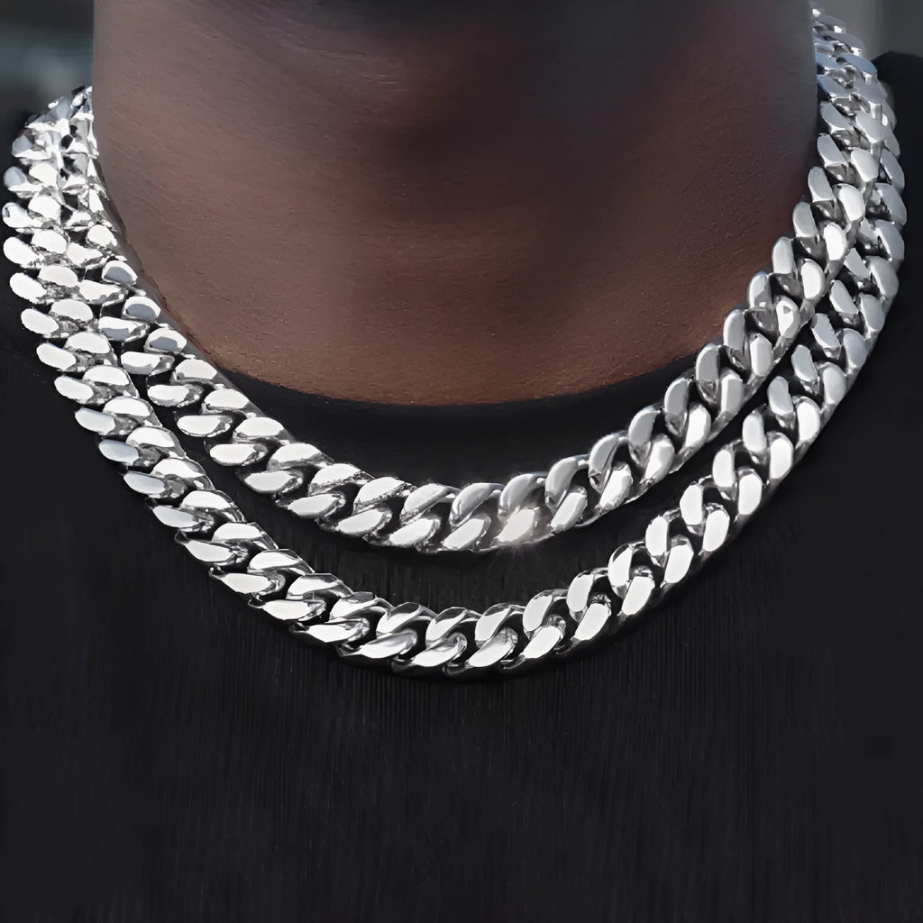Hip-hop titanium steel Cuban choker clavicle chain with polished finish on a flat surface