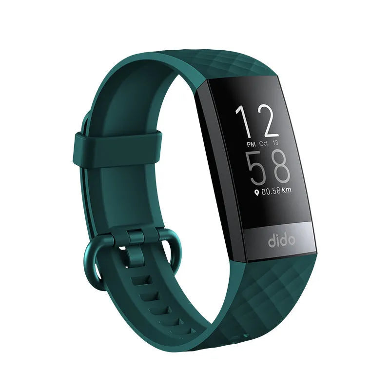 Y6 Black smart bracelet with a 1.1-inch screen displaying health metrics on a wrist.