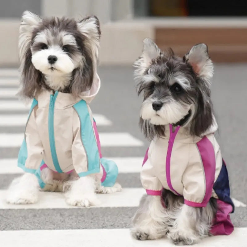 Waterproof polyester dog jacket in yellow, anti-fouling shell, casual outdoor pet coat