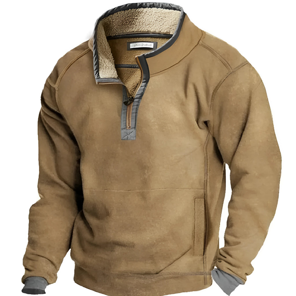 Men's loose-fit digital print stand collar casual sweatshirt in polyester, six colours, sizes S to 5XL