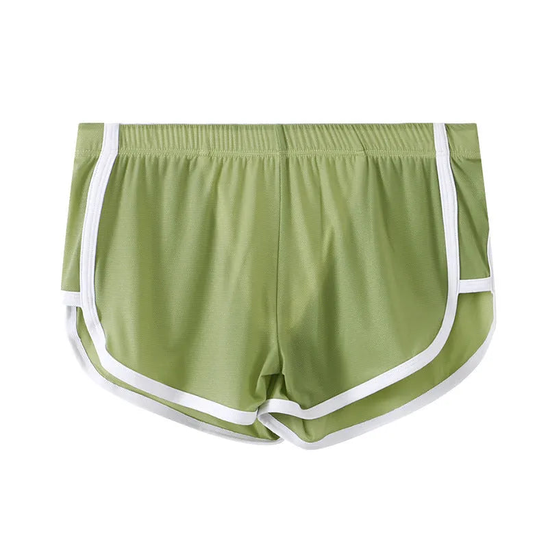 Men's ice silk mesh boxers in low-waist design showing ultra-thin fabric texture