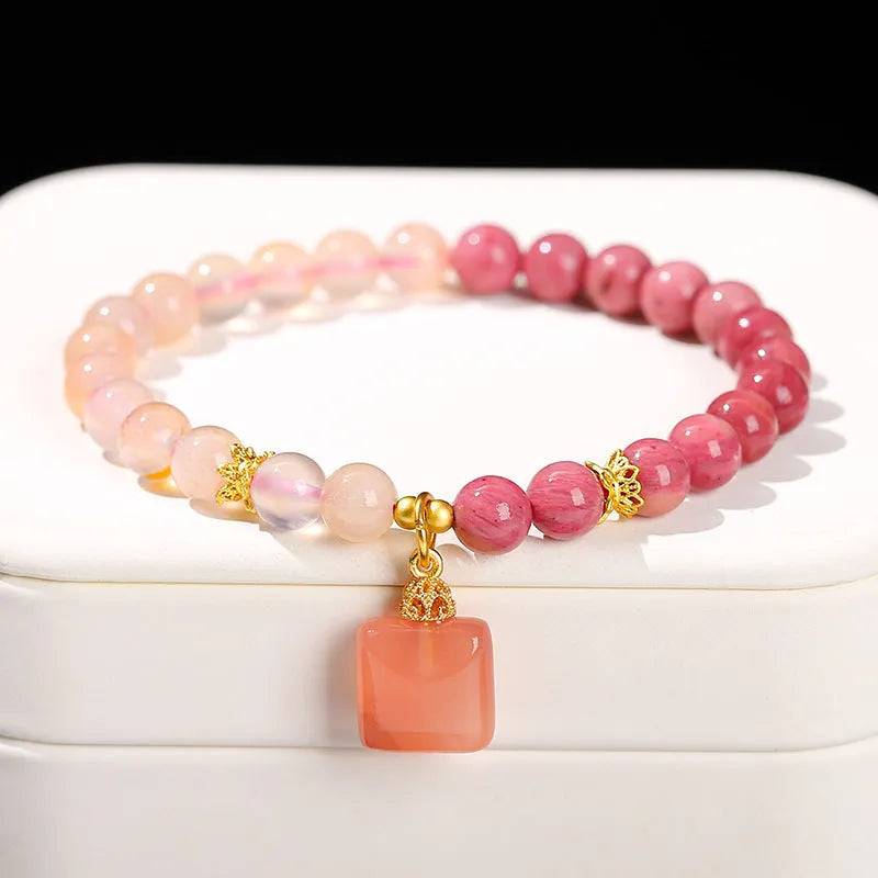 Green natural crystal jade bracelet for girls with handmade beads