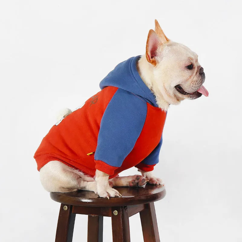 Red cotton dog clothes for small to medium breeds in autumn and winter seasons