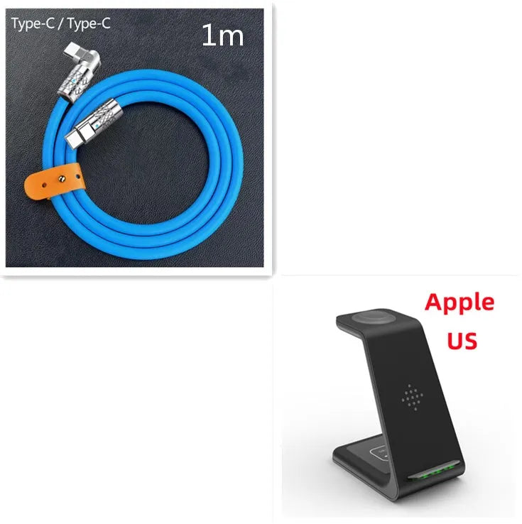Black 3-in-1 wireless charging station for Samsung Galaxy Watch Active, Galaxy Buds, and iPhone, with 12x10x8cm dimensions