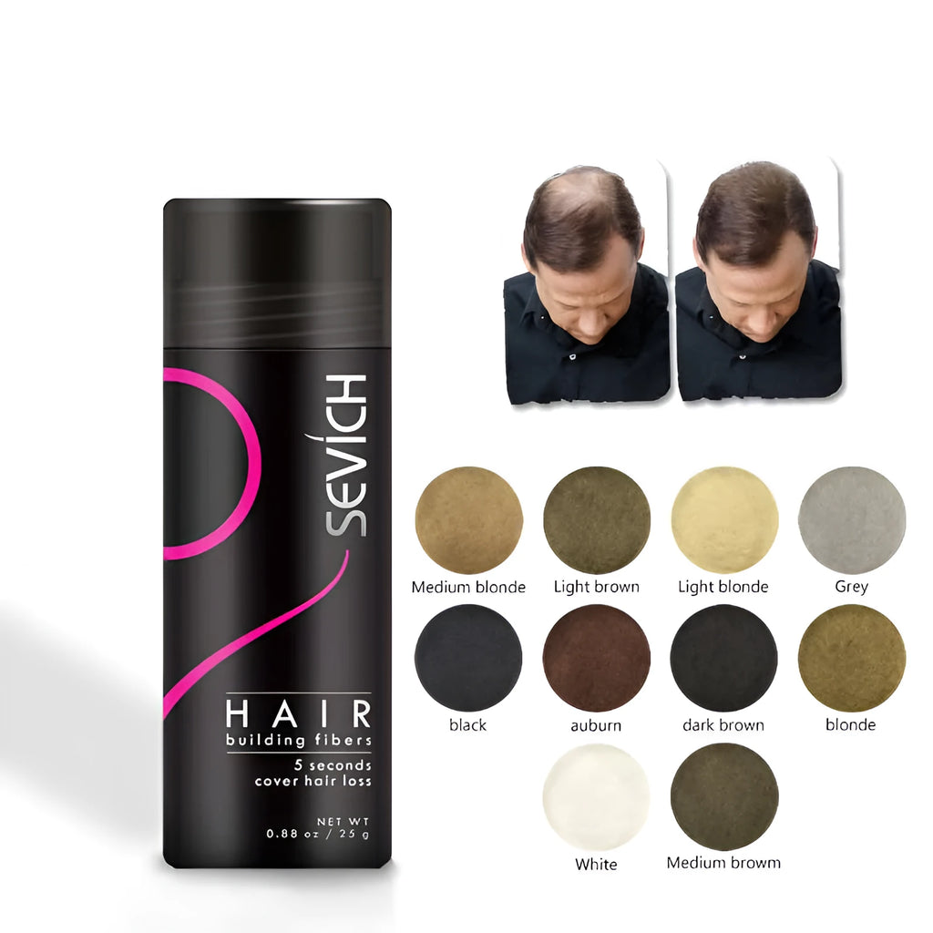 Hair filling powder in black shade for instant volume and hairline repair on thinning hair