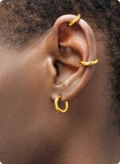 18K gold colour non-pierced ear clips for men hip-hop style one pair