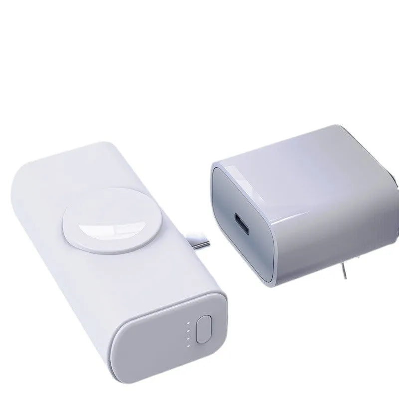 White or black folding double head portable power bank with 5000mAh capacity and 38.1 x 27.5 x 78.2mm capsule size