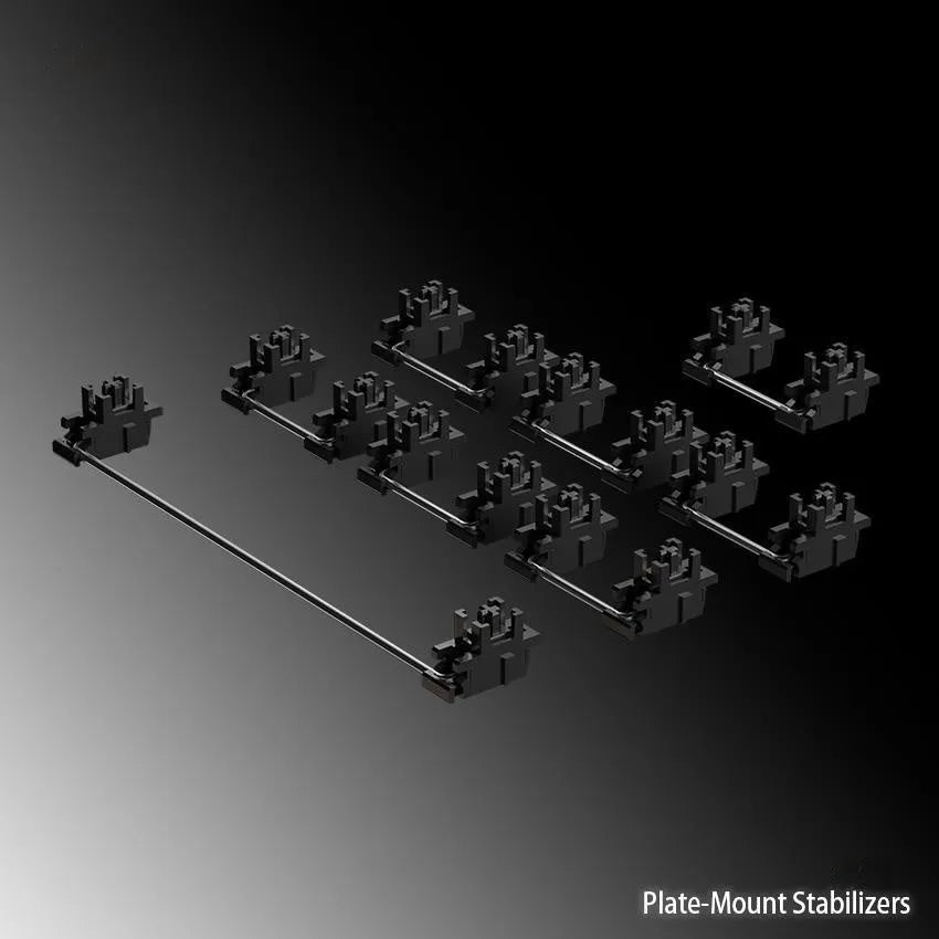 Keyboard shaft accessories suit showing black and milky white stabilisers and a 4.3-inch screen.