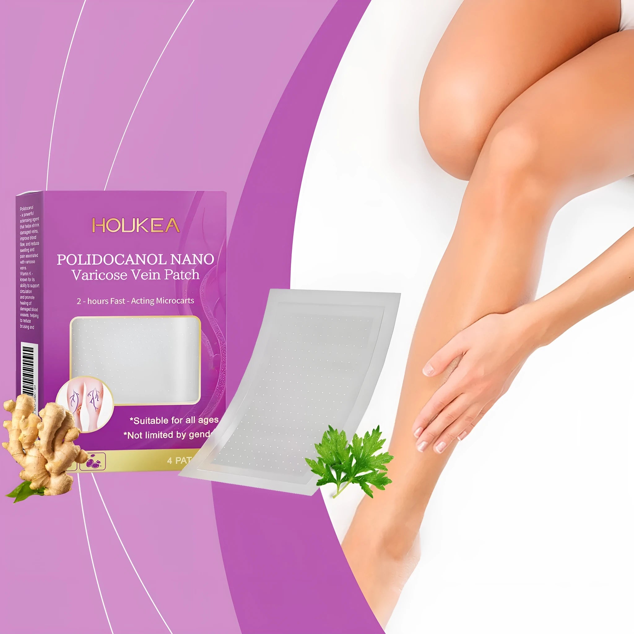 Four micro needle patches for targeted skincare treatment with botanical extracts